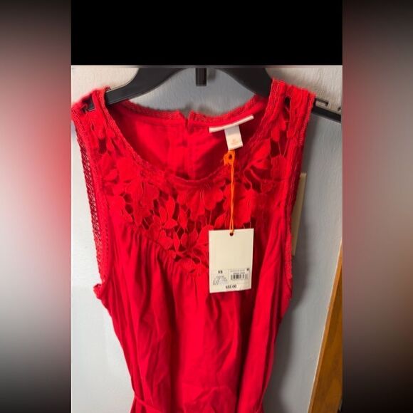 Knox Rose Women's Wide Strap Sleeveless A-Line Dress Red Lace NWT XS - Picture 10 of 11